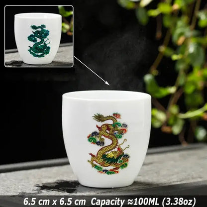 Creative Japanese Magic Sakura Teacup Hot Cold Temperature Discoloration Color Changing Tea Cup Flower Ceramic Kung Fu Tea Set