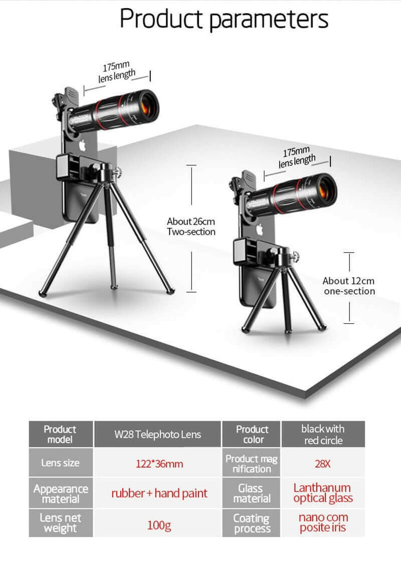 Dragon Bluetooth Ultra HD 28X Zoom Telescope Lens Tripod Kit.