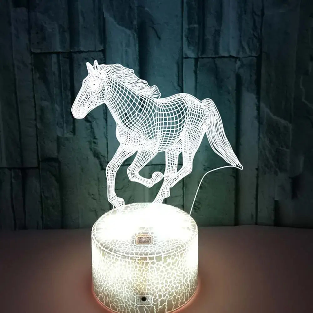 Horse 3D Illusion LED Night Light with Remote