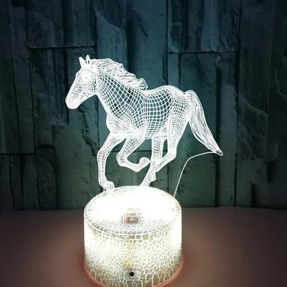 Horse 3D Illusion LED Night Light with Remote