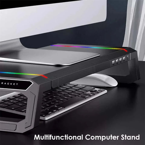 RGB Monitor Stand 4 USB Charging Desk Organizer Bracket Computer