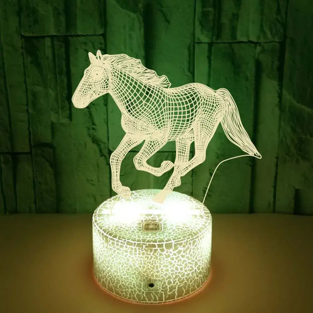 Horse 3D Illusion LED Night Light with Remote