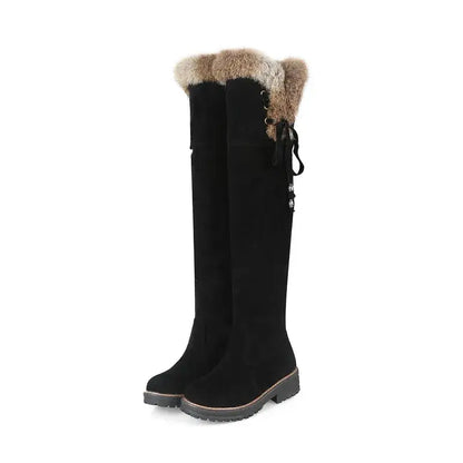 Warm Snow Boots Women 2021 Winter Shoes Suede Knee High Boots Ladies Fashion Low heels Warm Fur h Long Boots Female
