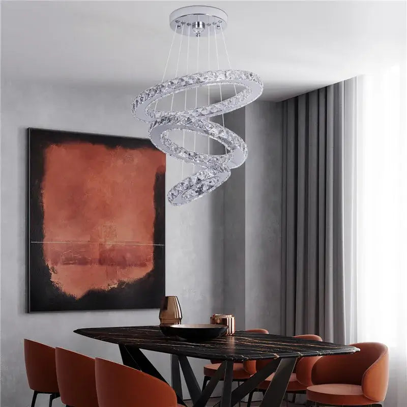 Modern Geometric Crystal LED Pendant Chandelier