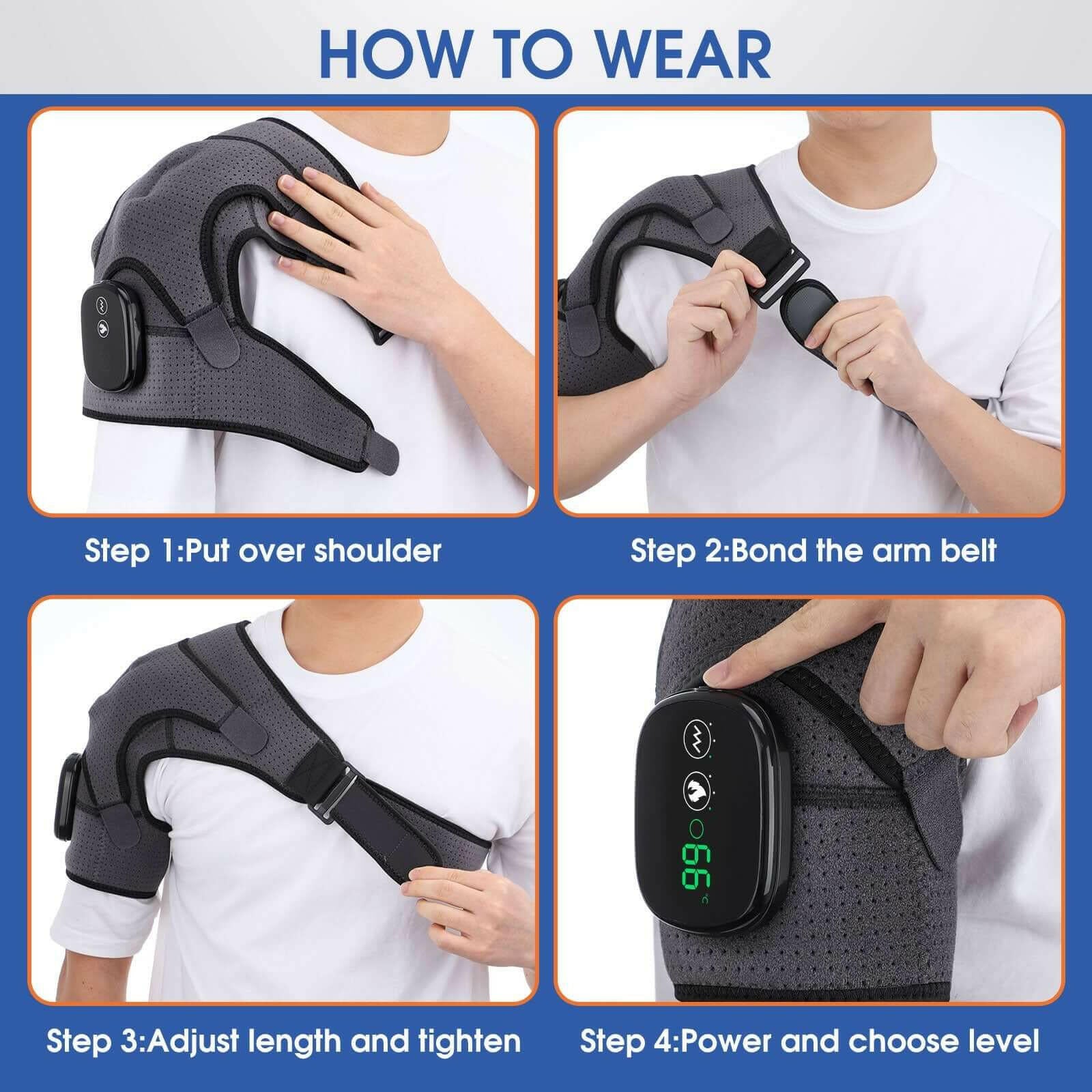 Heating Massage Shoulder Brace Support Arthritis Injury.