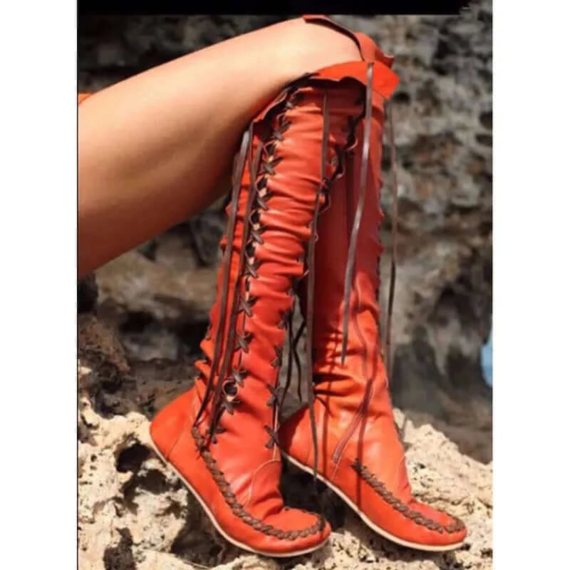 High Quality New PU Boots For Women Sexy Lace-up Over The Knee Boots.