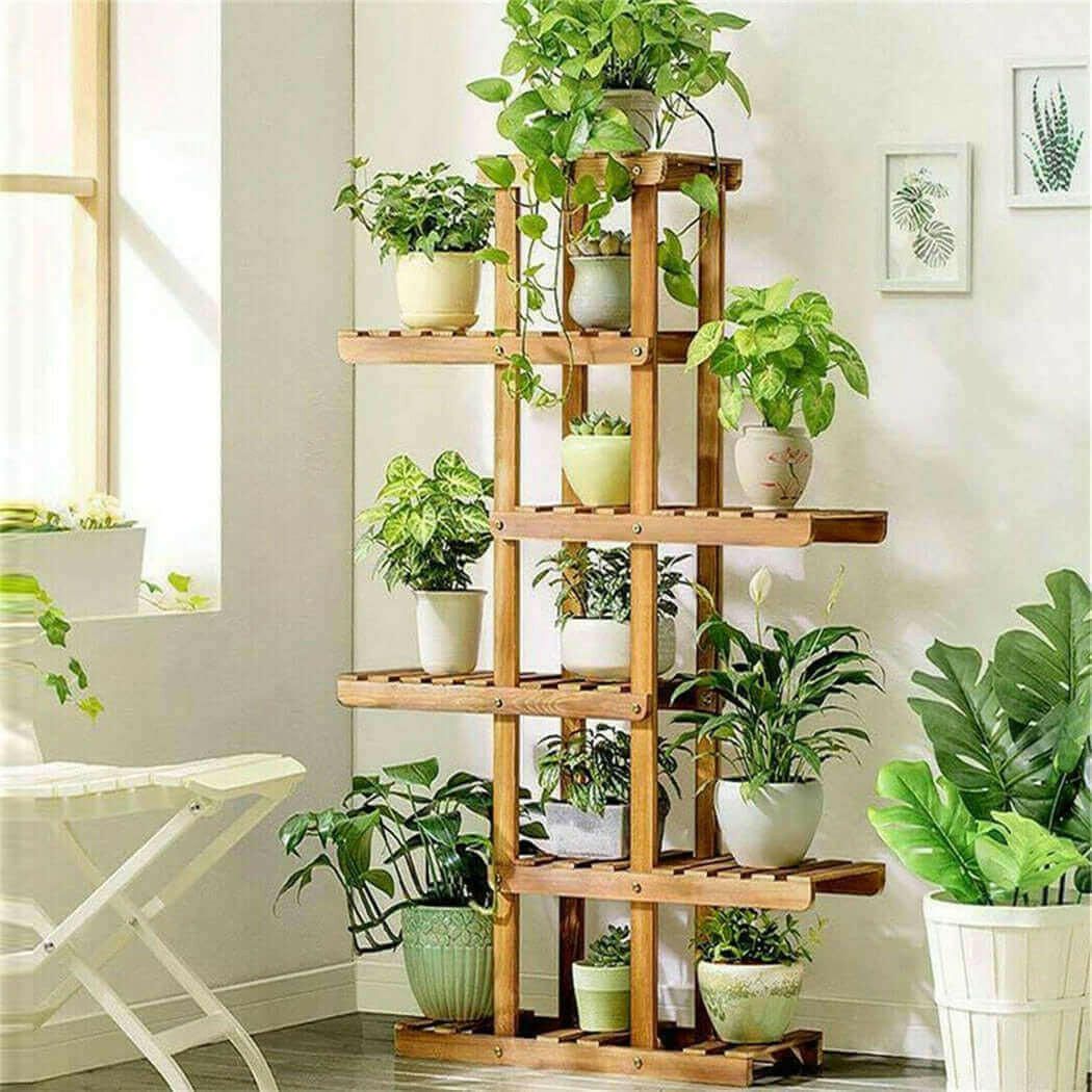 Indoor 6 Tier Wooden Plant Home Decor Stand.