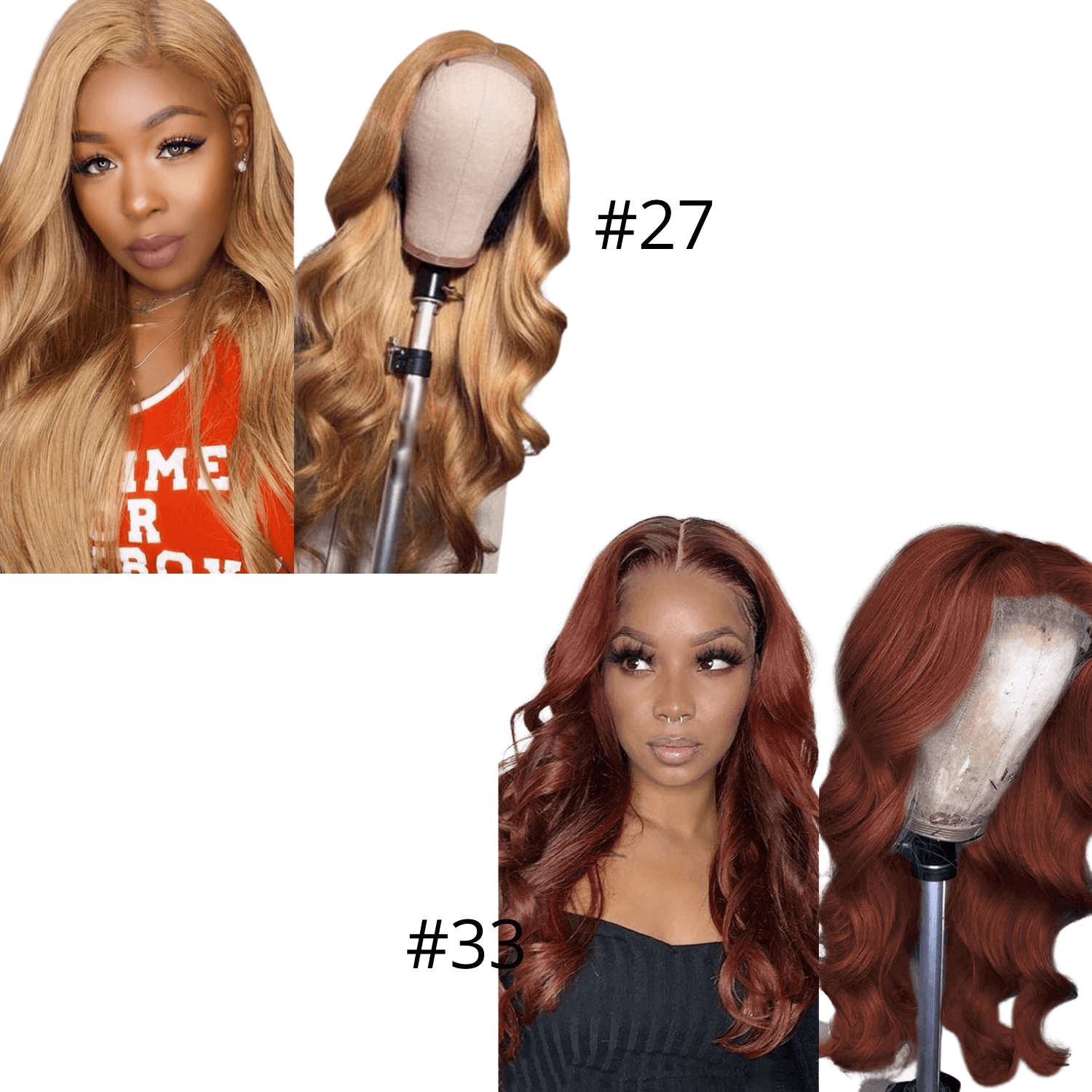 #27 Straight 13x1x4 T part Lace 4x4 Closure wigs Body Wave #33 Transpa.