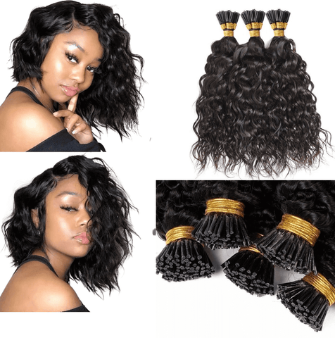 Water Wave Human Hair i Tip Microlinks Bulk Braiding Human Hair Bundle.