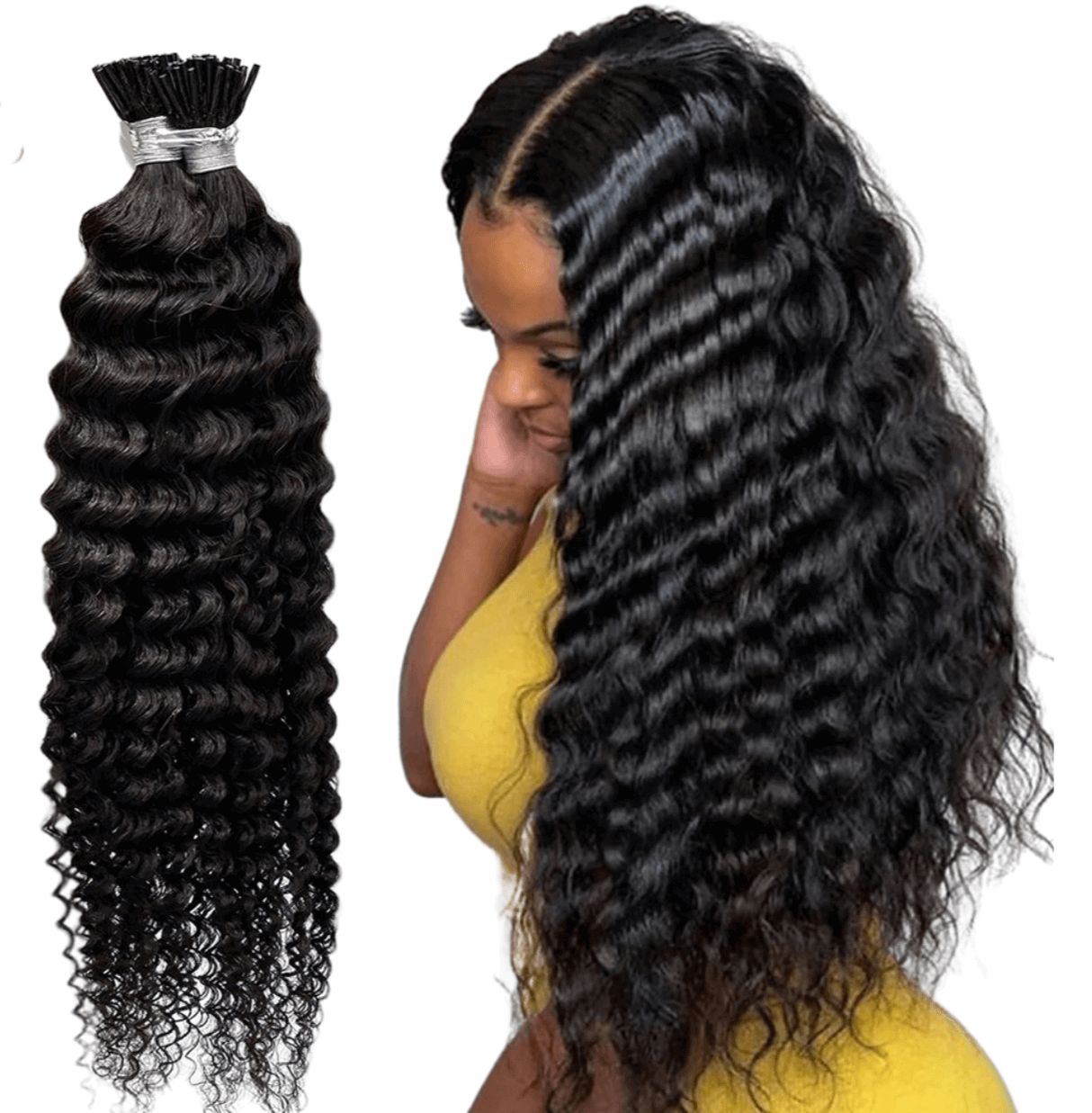 Loose Deep Wave Human Hair i Tip Microlinks Bulk Braiding Human Hair B.