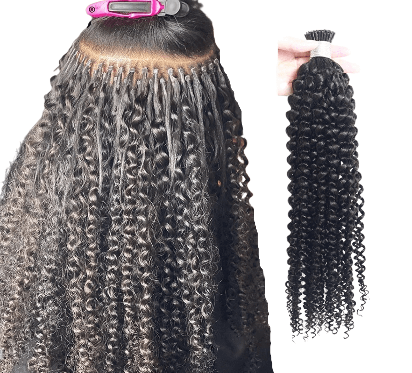 Kinky Curly Human Hair i Tip Microlinks Bulk Braiding Human Hair Bundl