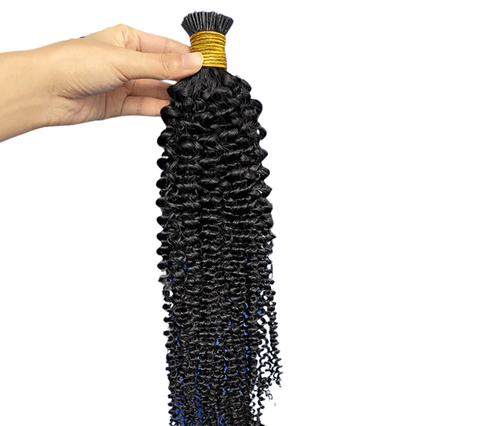 Kinky Curly Human Hair i Tip Microlinks Bulk Braiding Human Hair Bundl.