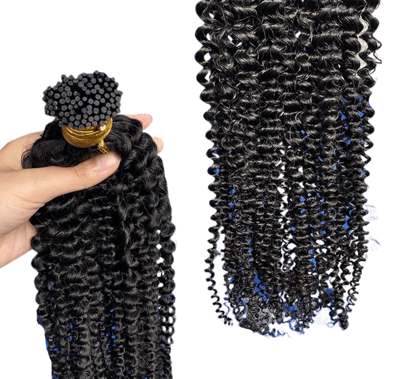 Kinky Curly Human Hair i Tip Microlinks Bulk Braiding Human Hair Bundl.