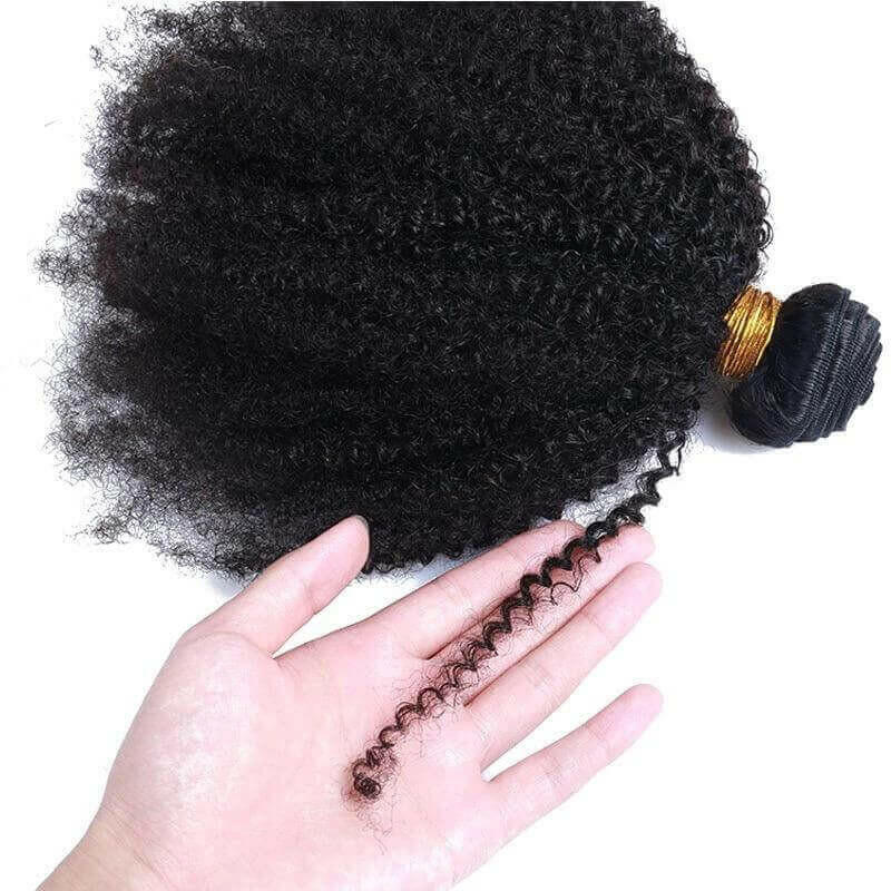 BeuMax 10A Grade 3/4 Afro Kinky Curly Bundles with 4x4 Closure.