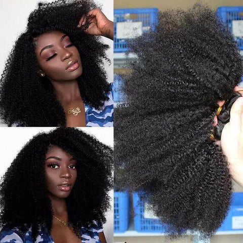 10A Grade 3/4 Bundles Afro Kinky Curly weave with 4X4 Closures & 13x4.