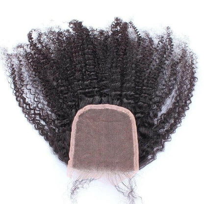 BeuMax 10A Grade 3/4 Afro Kinky Curly Bundles with 4x4 Closure.