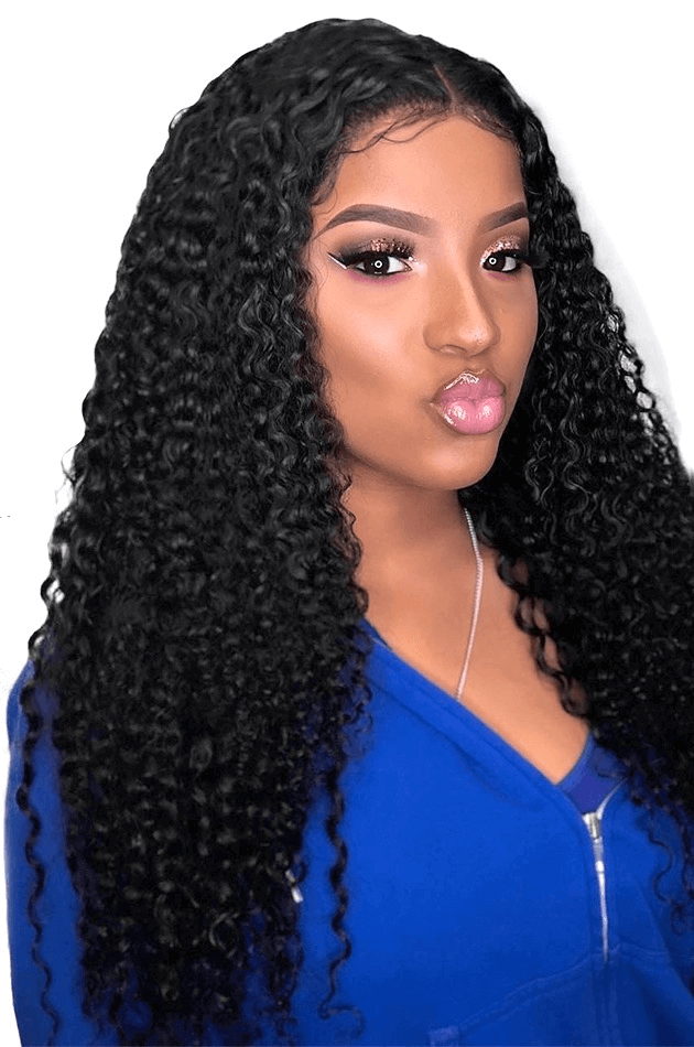 180% Density Full 4x4 Transparent Lace Front Kinky Curly Human Hair Wi.