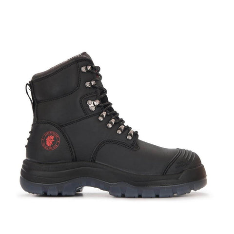 ROCKROOSTER Kensington Black 7 inch Zip-sided Steel Toe Leather Work