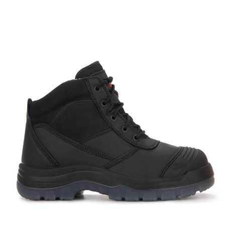 ROCKROOSTER Crisson Black 6 inch Zip sided Steel Toe Leather Work