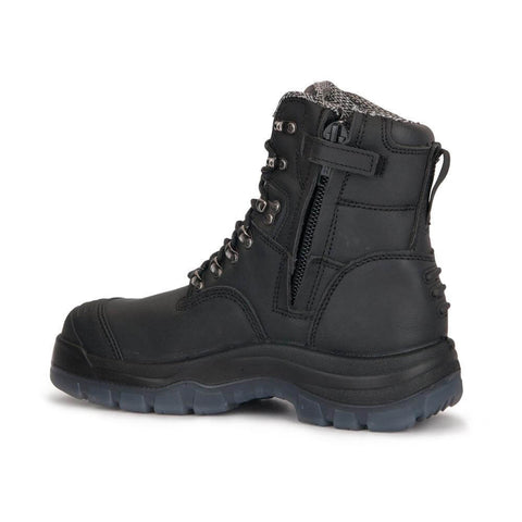 ROCKROOSTER Kensington Black 7 inch Zip-sided Steel Toe Leather Work