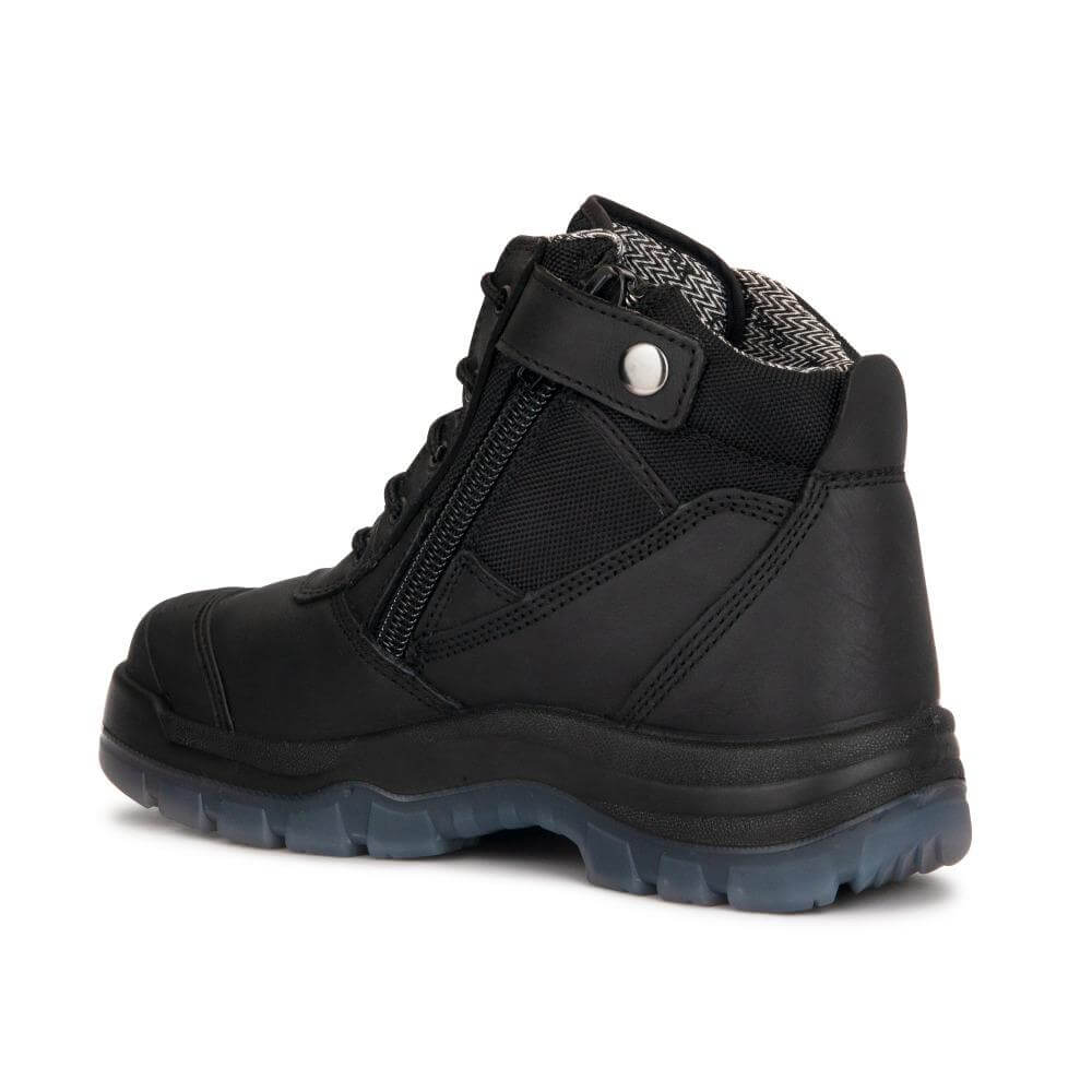 ROCKROOSTER Crisson Black 6 inch Zip sided Steel Toe Leather Work