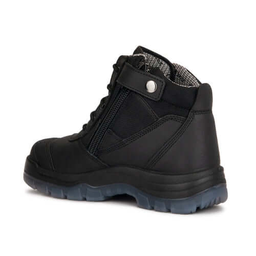 ROCKROOSTER Crisson Black 6 inch Zip sided Steel Toe Leather Work