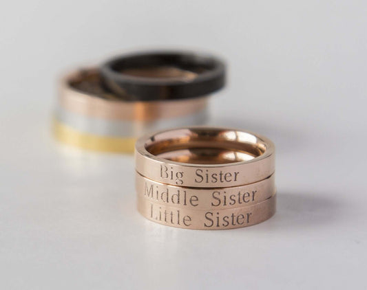 Lil Sis Big Sis Ring Personalized Sister Gift, Rose Gold Little Big