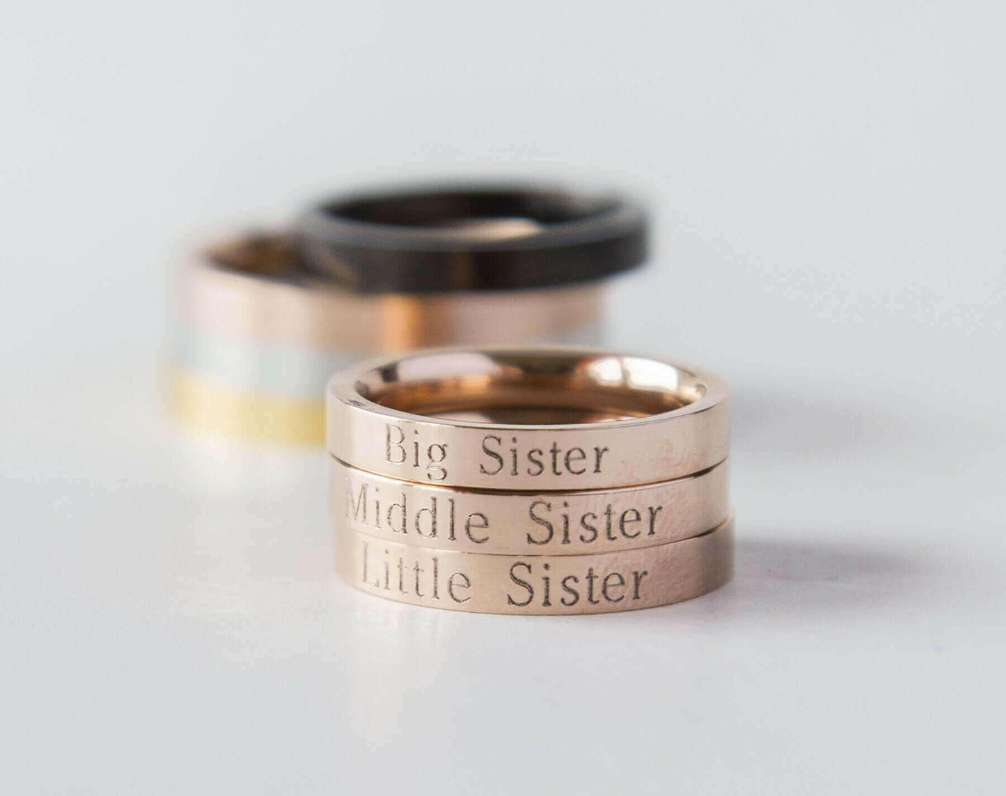 Lil Sis Big Sis Ring Personalized Sister Gift, Rose Gold Little Big.