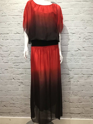 'Ombre' Red Black Silk Skirt