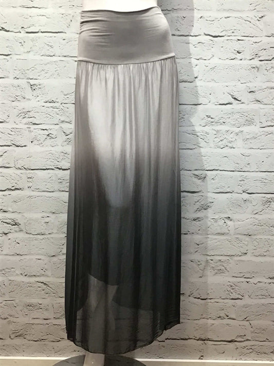 'Ombre' Gray Black Silk Skirt