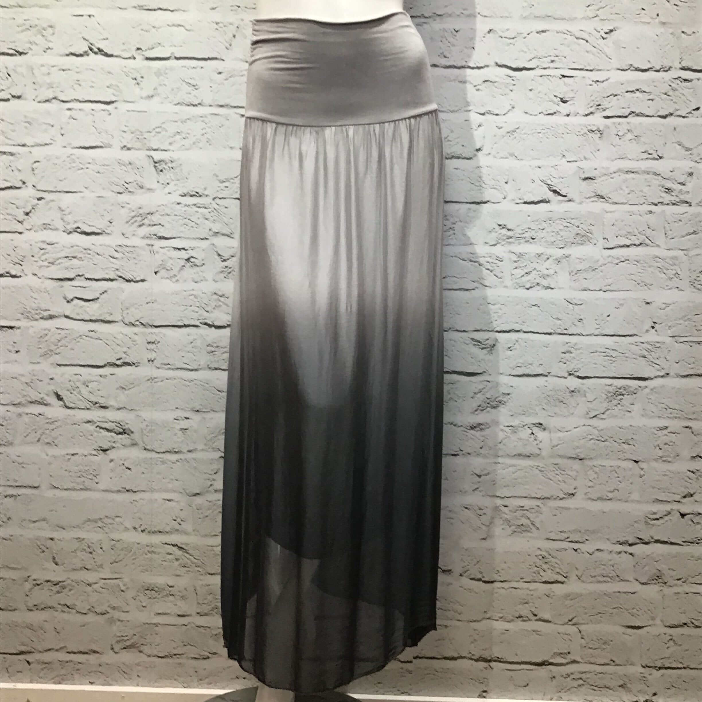 'Ombre' Gray Black Silk Skirt