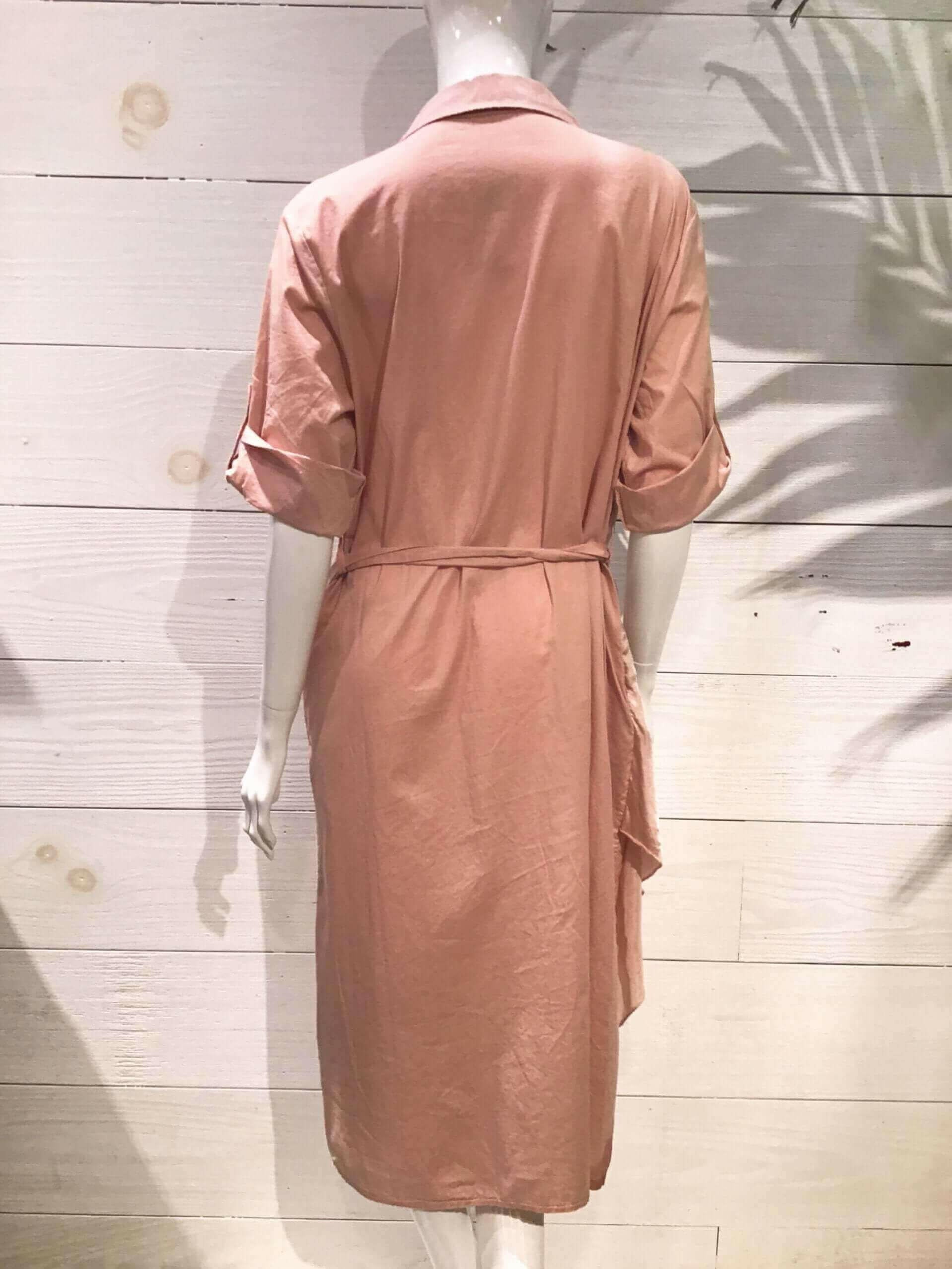 Pink Silky Layer Cotton Shirt Italian Dress.