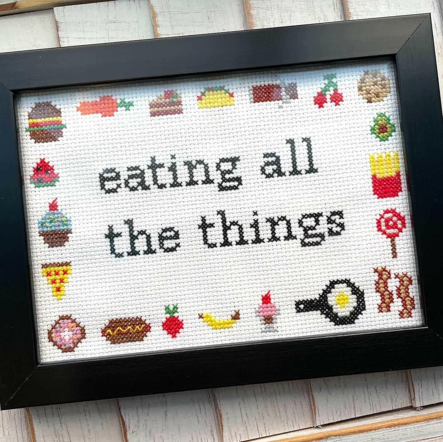 Eating All The Things Counted Cross Stitch Kit.