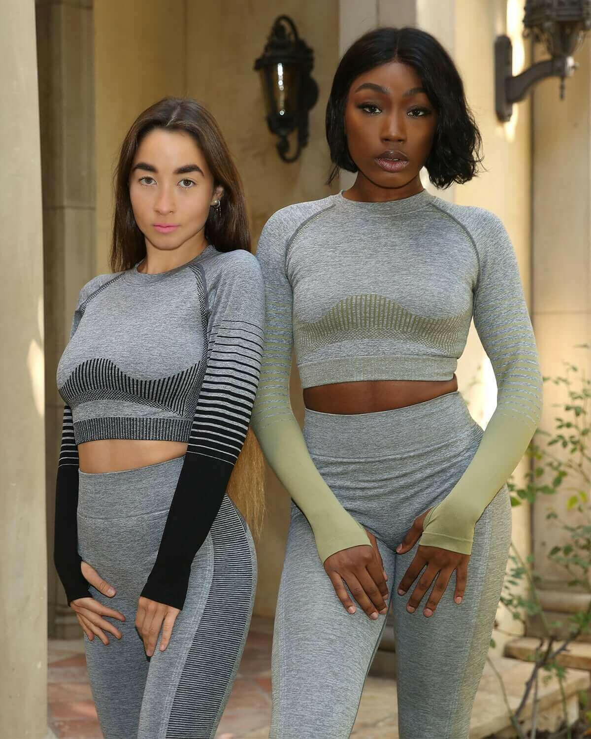 Bocana Seamless Leggings - Grey &amp; Green