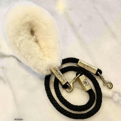 Bundle Shearling Fur Grip + Rope Leash for Dogs.