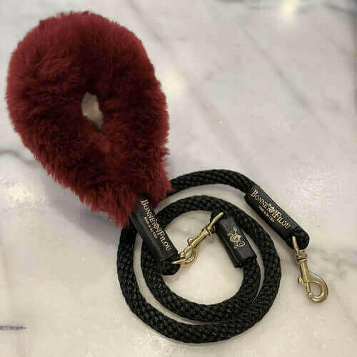 Bundle Shearling Fur Grip + Rope Leash for Dogs.