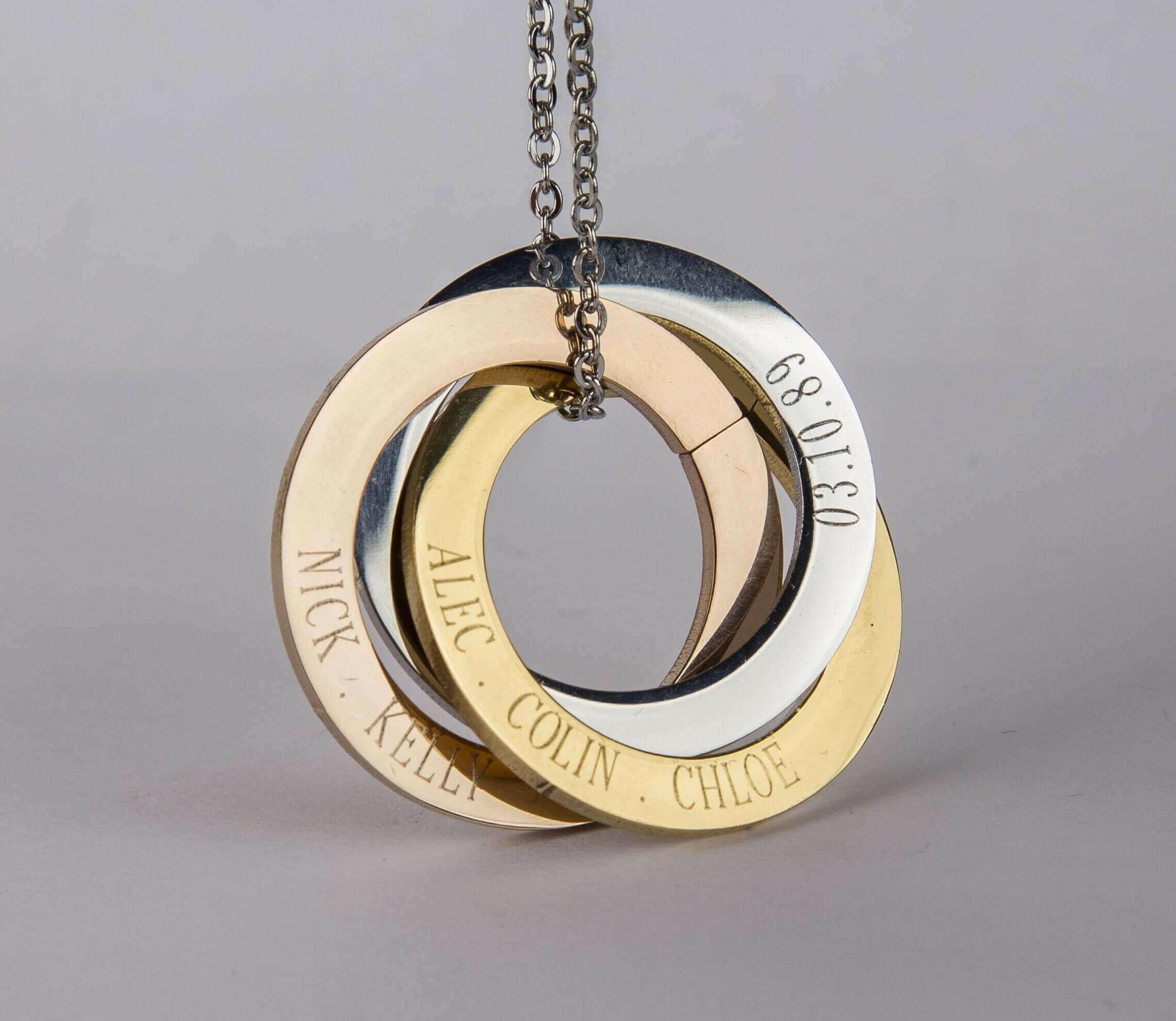 Personalized  Rings Eternity Necklace, Personalized Interlocked