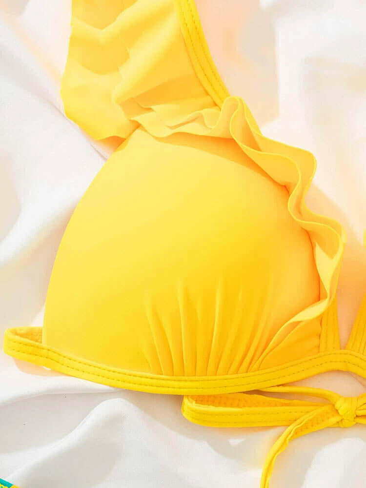 Tropical Print Swimsuit Ruffle Sexy Swimwear