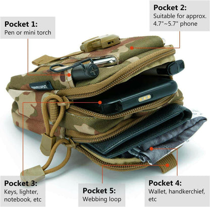 Tactical MOLLE Pouch &amp; Waist Bag for Hiking &amp; Outdoor Activities