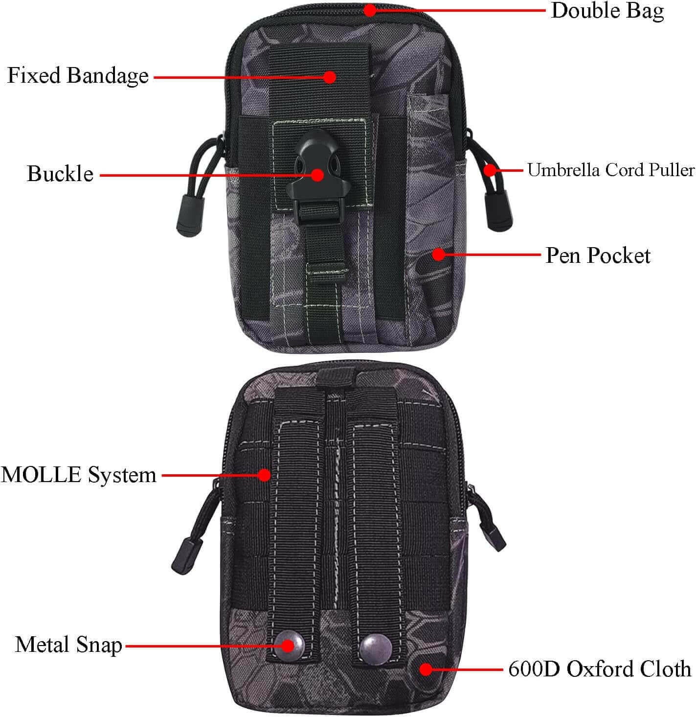 Tactical MOLLE Pouch &amp; Waist Bag for Hiking &amp; Outdoor Activities