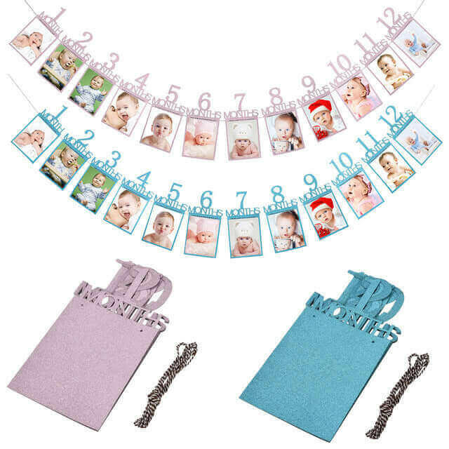 Kids Birthday Gift Decorations 1-12 Month Photo.