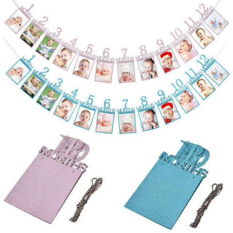 Kids Birthday Gift Decorations 1-12 Month Photo.