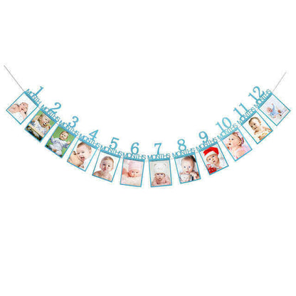 Kids Birthday Gift Decorations 1-12 Month Photo.