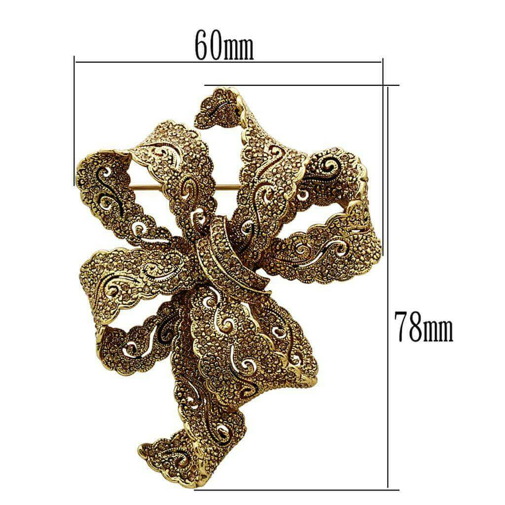 LO2403 - Gold White Metal Brooches with Top Grade Crystal in Citrine