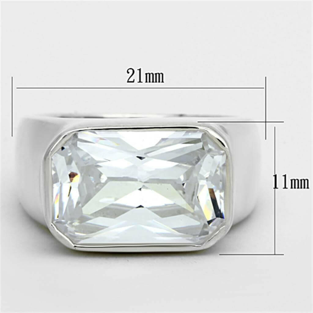 LOS671 - Silver 925 Sterling Silver Ring with AAA Grade CZ  in Clear.