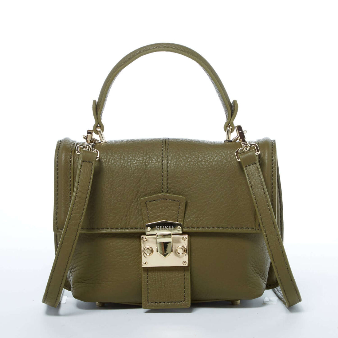 Leather Backpack for Women Convertible Crossbody Bag Olive Green Purse