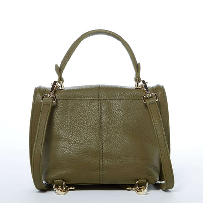 Leather Backpack for Women Convertible Crossbody Bag Olive Green Purse