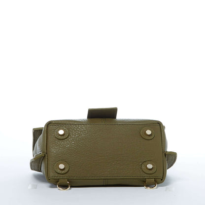 Leather Backpack for Women Convertible Crossbody Bag Olive Green Purse