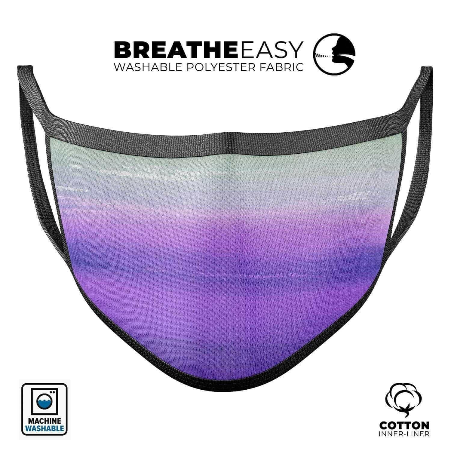 Lined Purple 443 Absorbed Watercolor Texture - Made in USA Mouth Cover
