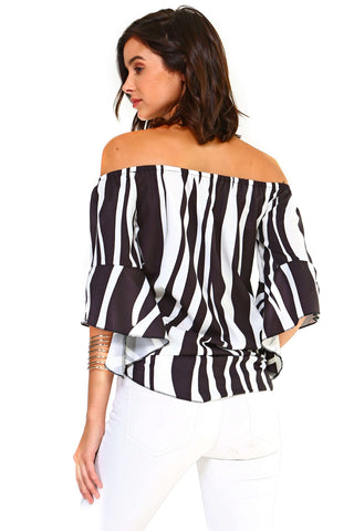 Women's Strapless Striped Bandage Blouse